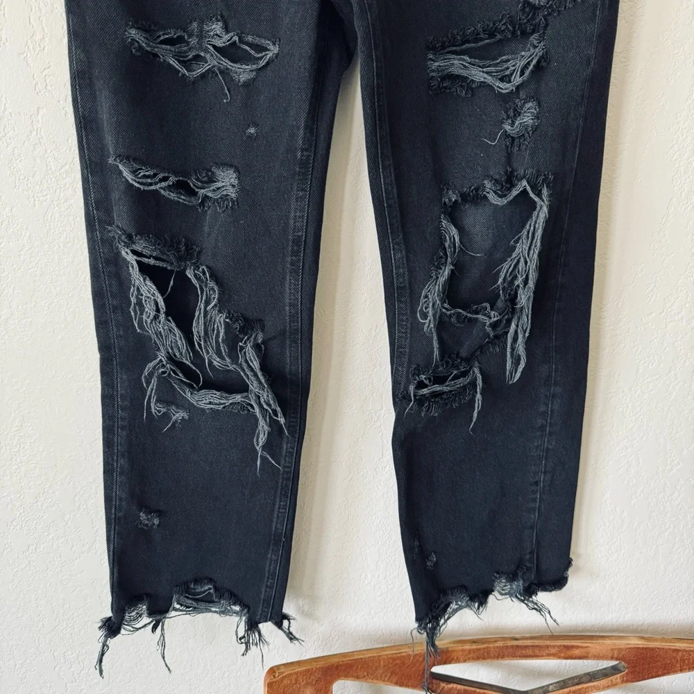 We The Free | Free People | boyfriend distressed black mom jeans - Picture 3 of 6